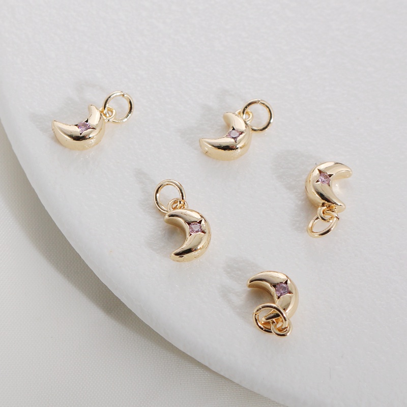 Mặt Dây Chuyền Hình Mặt Trăng Mạ Vàng 14k 7 * 10mm