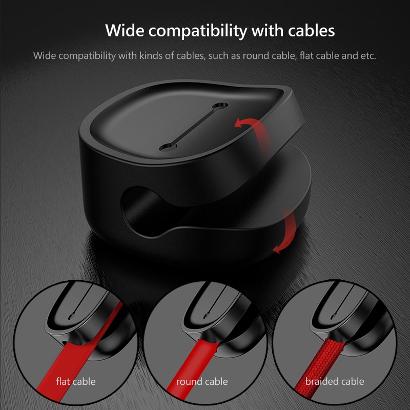 Kẹp Nam Châm Cố Định Dây Cáp Sạc USB Baseus Bằng Silicon Linh Hoạt Tiện Dụng