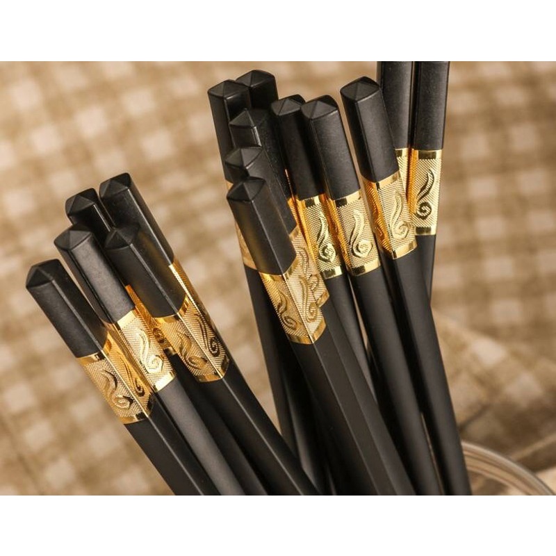 Bộ 10 đôi đũa mạ vàng xuất nhật chống mốc, chống trơn trượt