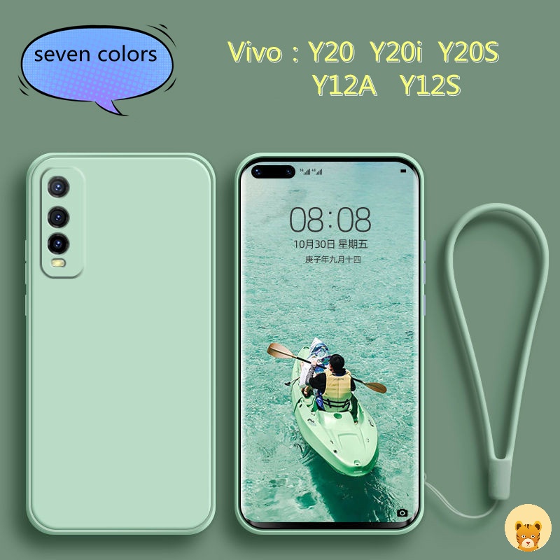 Ốp Điện Thoại TPU Silicone Mềm Đơn Giản Thời Trang + Dây Đeo Cho Vivo Y20 Y20i Y12A Y20S Y12S