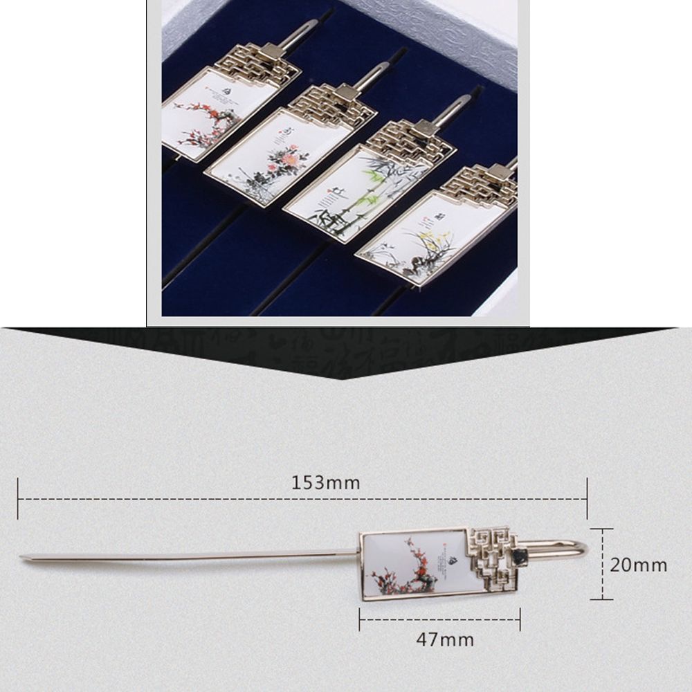 Kẹp sách hình vuông bằng kim loại phong cách Trung Hoa cổ điển thời trang