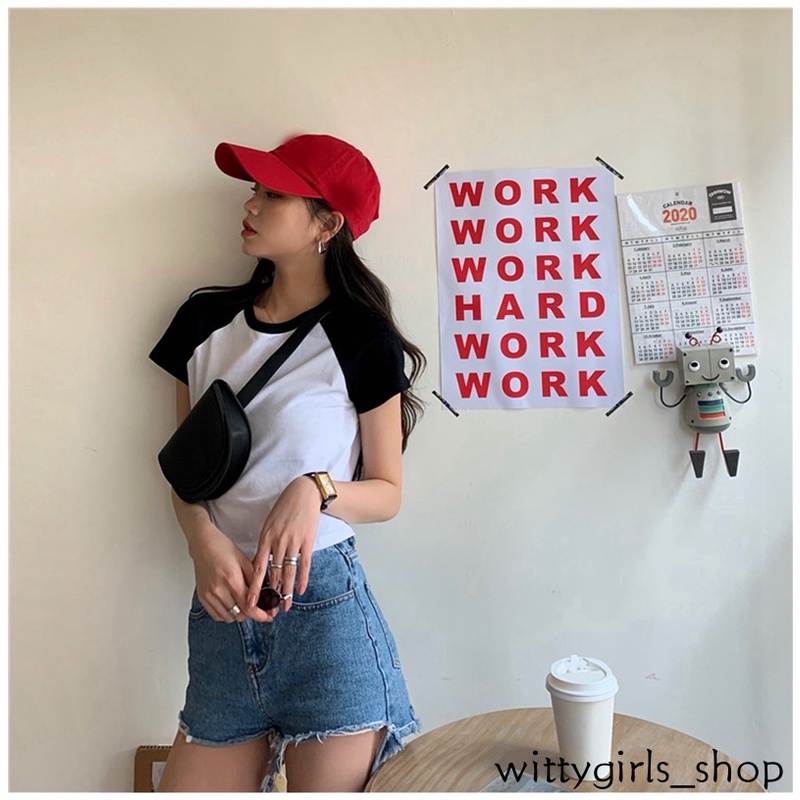 Wittygirls-áo Thun Crop Top Tay Ngắn Phong Cách Mùa Hè Mới Cho Nữ