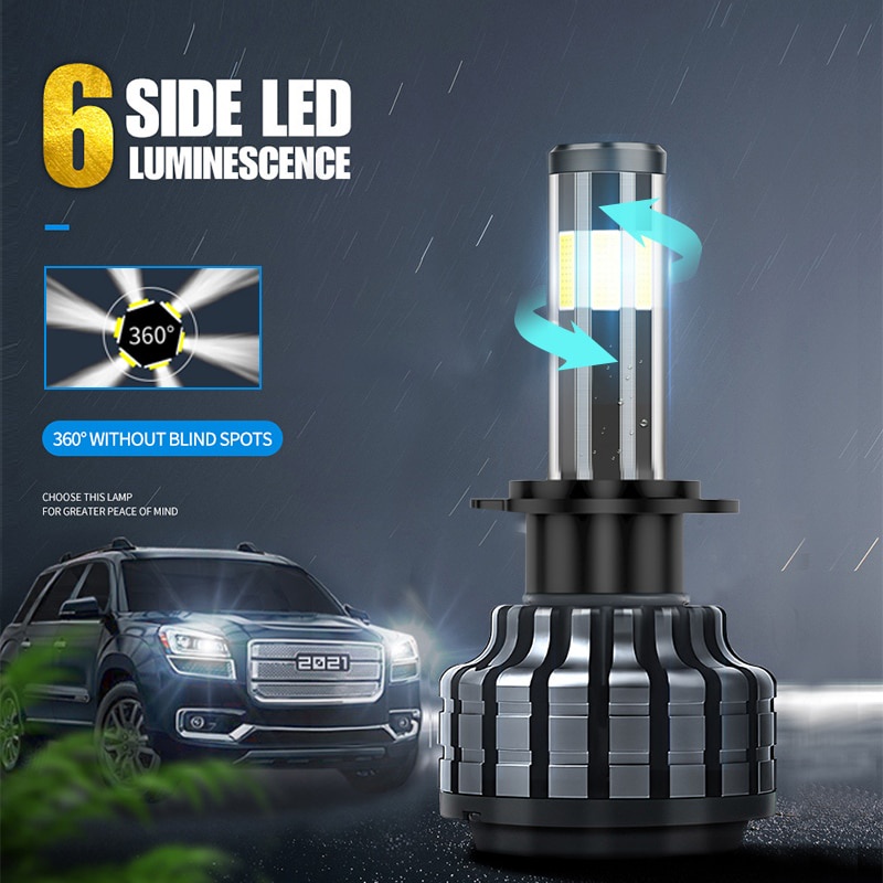 Set 2 Đèn Pha H1 H3 H4 H7 9005 9012 H8 12V 110W 22000LM 6 Mặt Siêu Sáng Dành Cho Ô Tô