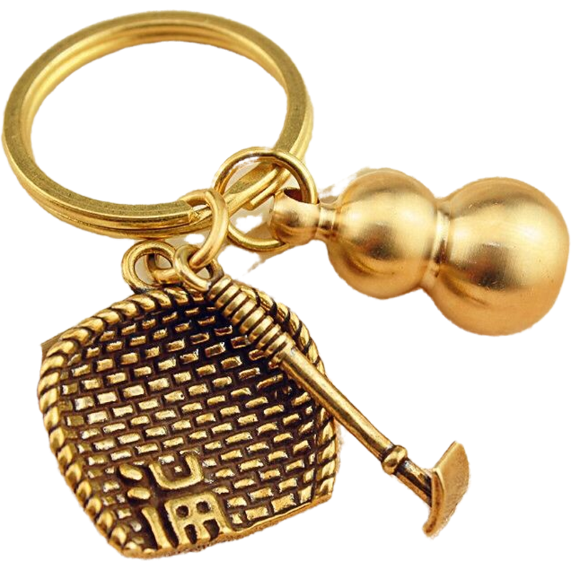 Làm bằng tay Trung Quốc phong cách tinh khiết đồng thau Keychain Mặt dây chuyền Phụ kiện sáng tạo cá tính Retro Xe chìa 