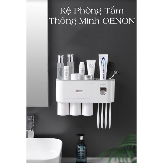 Bộ Nhả Kem Đánh Răng Tự Động, Kệ Để Đồ Phòng Tắm Cao Cấp OENON - K1266