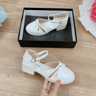 Sandal cao gót 4 phân ulzzang bít mũi, giày Lolita đế cao phong cách vintage ulzzang chất mềm.