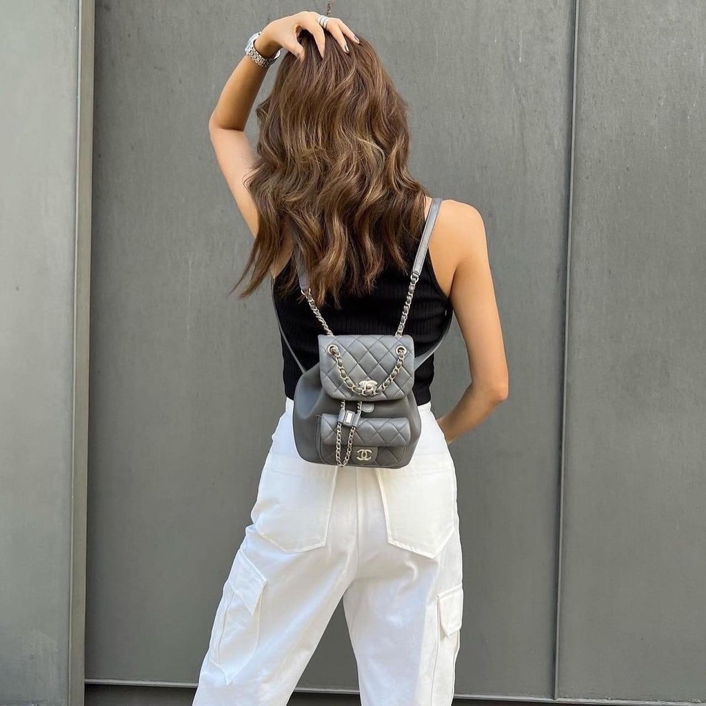 💋💋Balo Cha.nel DUMA backpack 💋 MÀU XÁM