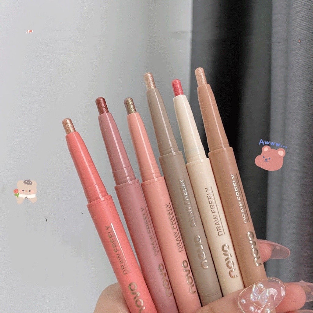 Chì kẻ bọng mắt nhũ mắt Highlight NOVO hai đầu tiện lợi lâu trôi chống nước nét mãnh