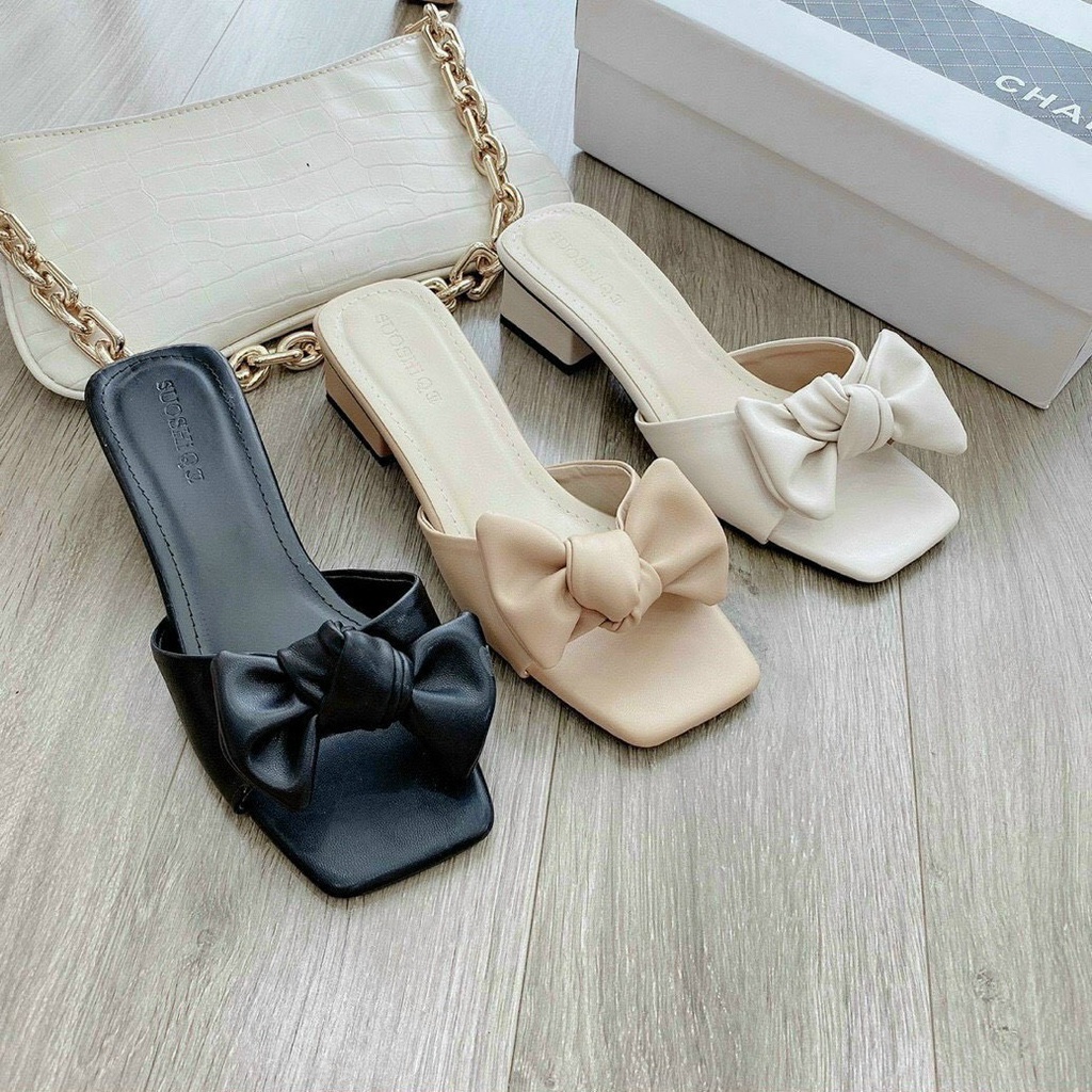 XẢ KHO  Dép nữ quai nơ gót 2 phân