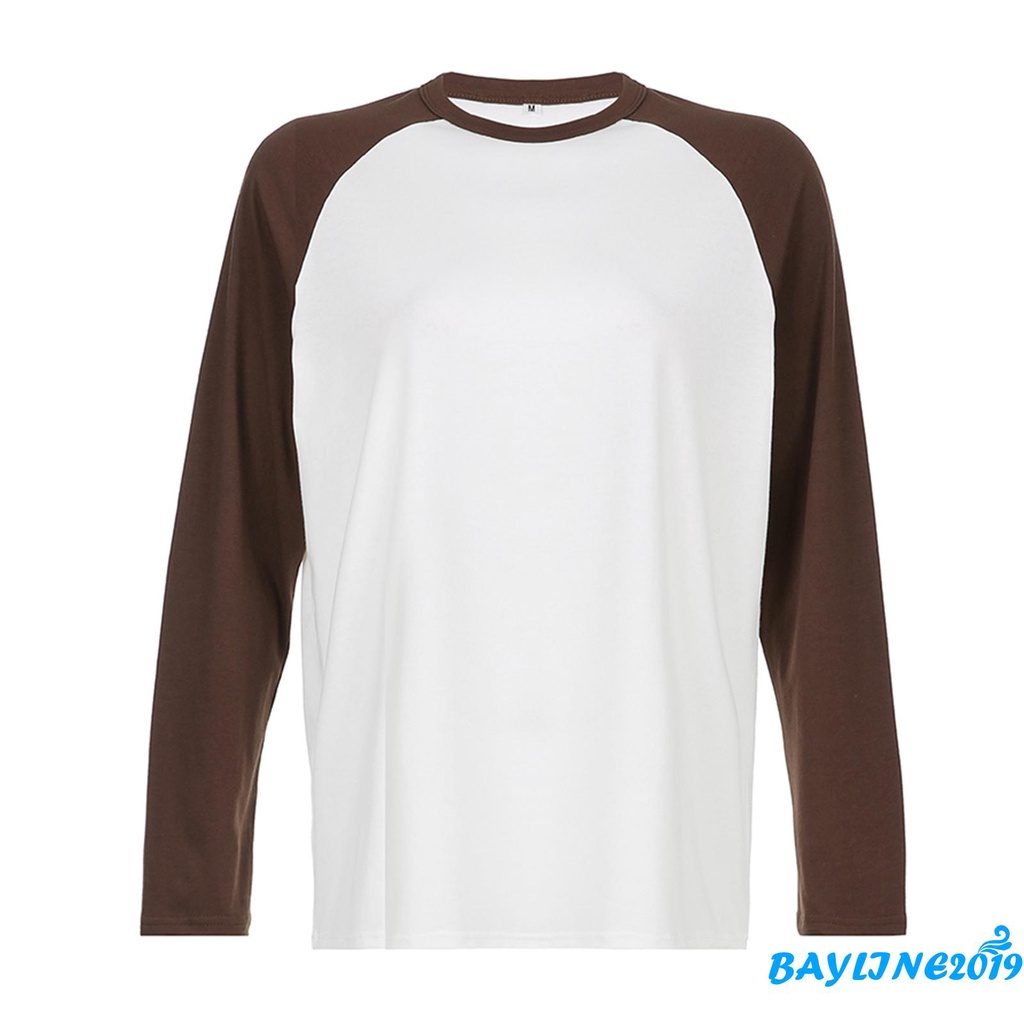 Áo thun tay dài cổ tròn màu sắc thời trang cho nữ