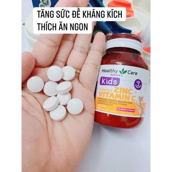 Kẹo kẽm ZinC + Vitamin C Healthy Care mẫu mới