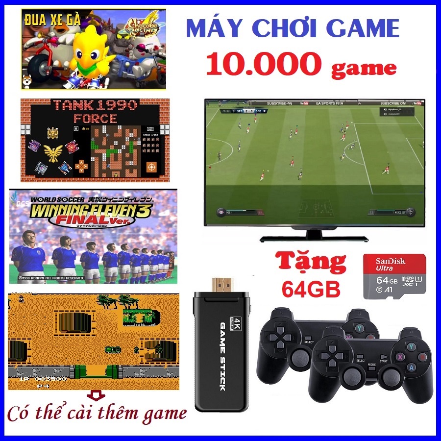 Máy Chơi Game Điện Tử 4 Nút Game Stick 4k 10000 game Trò Chơi Game Cổ Điển ATARI / PS1 / FC / GBA / SFC