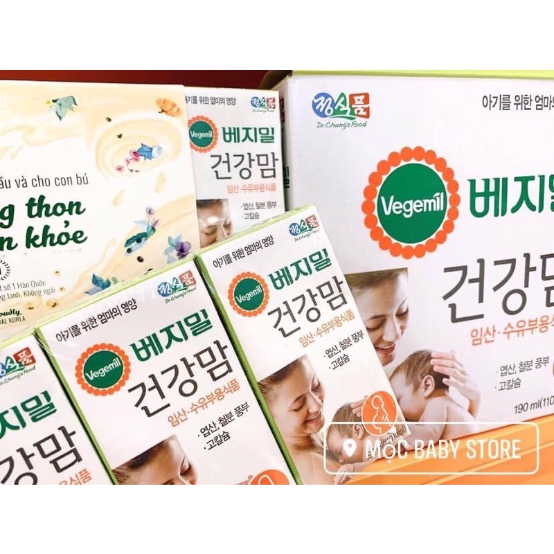 Sữa bầu bú Vegemil Hàn quốc, Sữa hạt NON-GMO, 190ml hộp. Thùng 1 thumbnail