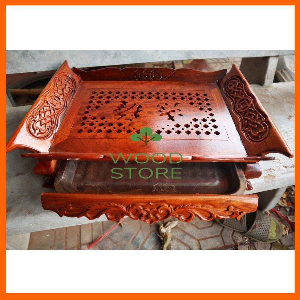 Khay trà thuyền - Khay trà khổng minh - Khay chè cổ điển gỗ hương 2 cỡ 42x30 và 47x37