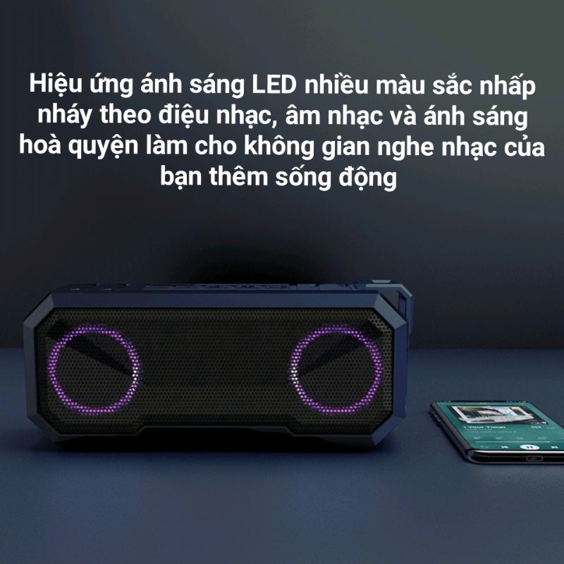 Loa Bluetooth X8 Không Dây Siêu Trầm Âm Thanh Vòm 360° Chống Nước IPX7 Nghe Nhạc 12h Kiêm Pin Sạc Dự Phòng 3000 mAh