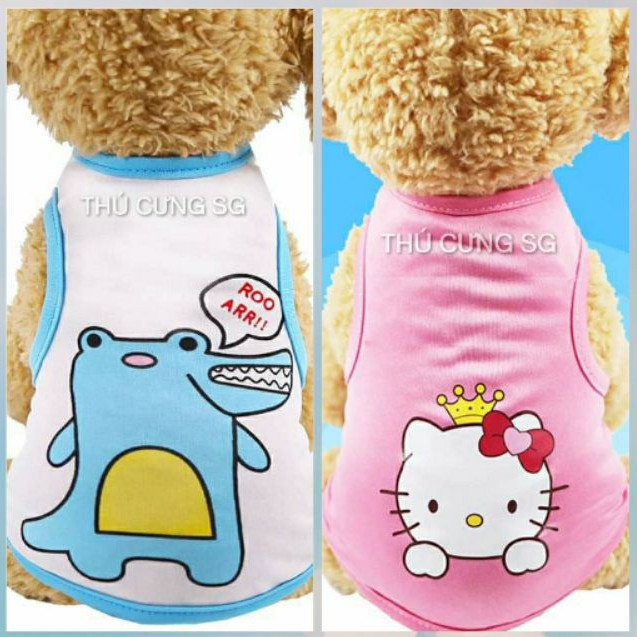 Áo ba lỗ hình khủng long và kitty chó mèo