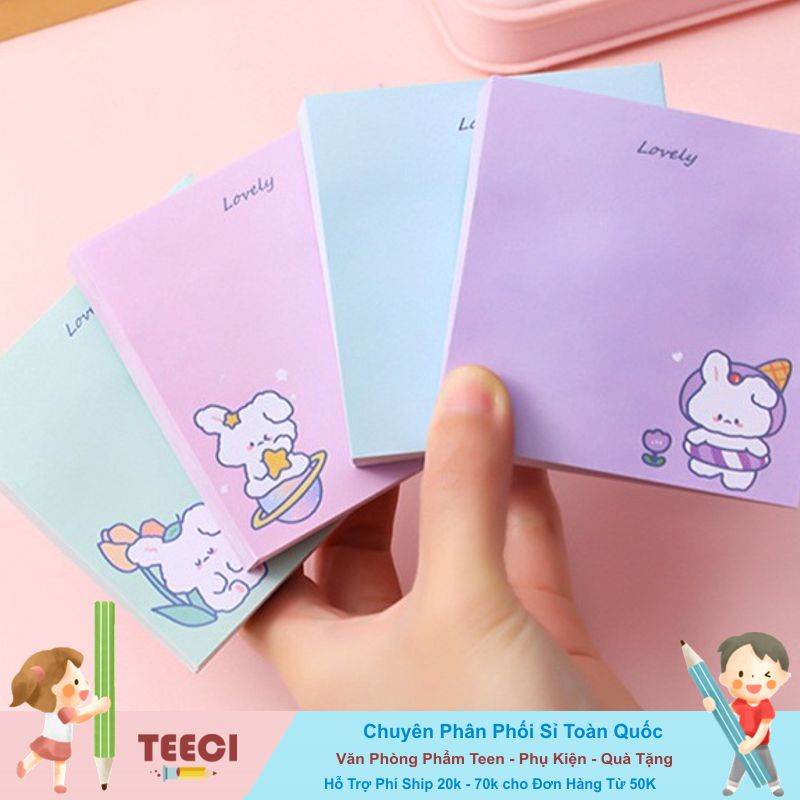 Sticky Giấy Note To Do List Ghi Chú In Hình Thỏ Nền Trơn D061
