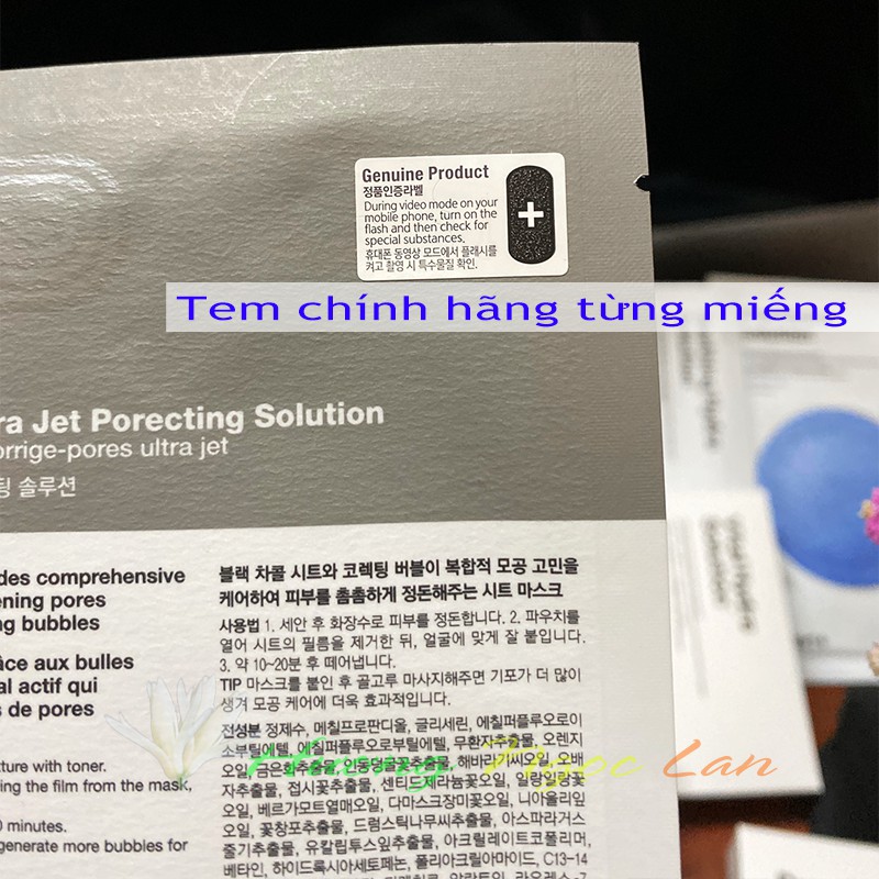 Mặt nạ sủi bọt than hoạt tính thải độc se khít lỗ chân lông Dermask Ultra Jet Porecting Solution Bubbling Charcoal Sheet