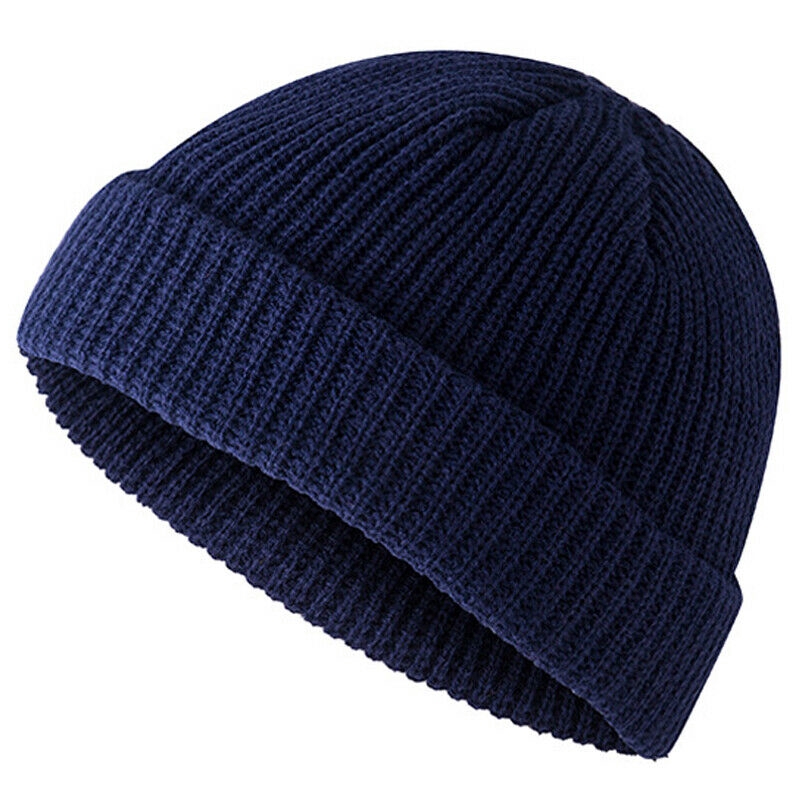 Beanies for Mens Women Girls Boy Knitted Retro Woolly Plain Skateboard Domed