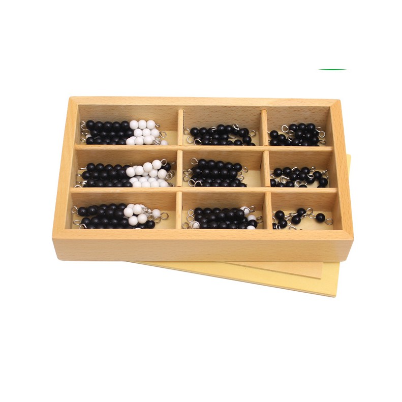 Giáo cụ Montessori - Bộ cườm đen trắng có hộp đựng