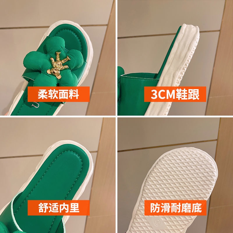 Dép Sandal Đế Dày Mềm Đính Hoa Thời Trang Cho Nữ