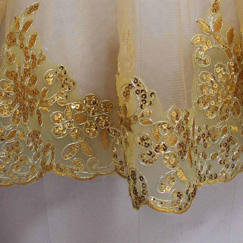 Vải Ren Lưới Mềm Mại Thêu Họa Tiết Đính Kim Sa Lấp Lánh Phong Cách Vintage