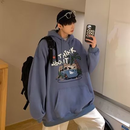 Áo Hoodie Thể Thao Dáng Rộng In Chữ Thời Trang Nhật Bản Giản Dị Dành Cho Nam