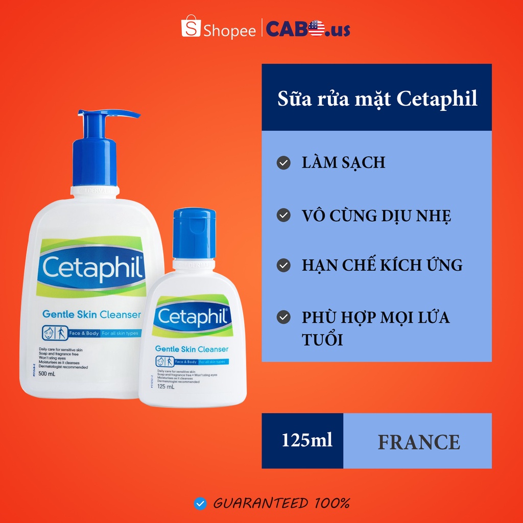 Sữa rửa mặt Gentle Skin Cleanser Cetaphil CABOUS059 Sữa rửa mặt làm sạch dịu lành không xà phòng 125ml