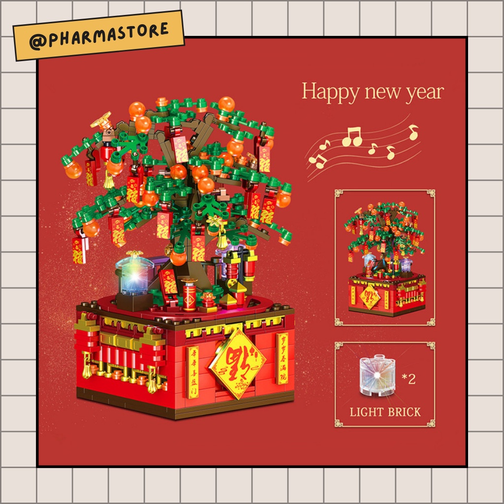 LEGO HỘP NHẠC NGÀY TẾT - ĐỒ CHƠI XẾP HÌNH LẮP RÁP MÔ HÌNH NANOBLOCK