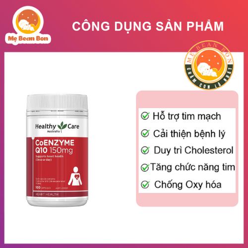 Viên uống Healthy Care CoEnzyme Q10 150mg (150v) - Úc, bổ trợ tim cho người lớn từ 18 tuổi