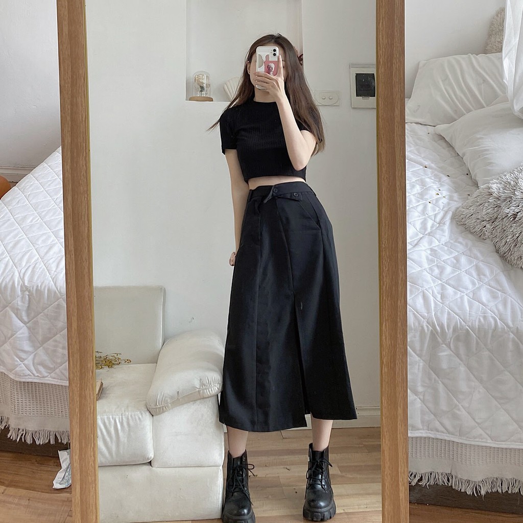 Áo croptop thun gân ôm