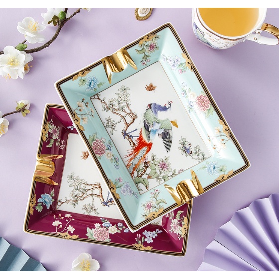 gạt tàn thuốc lá cao cấp sứ xương. FREESHIPGạt tàn thuốc lá Hoàng Gia họa tiết thủ công tinh xảo cao cấp sang trọng