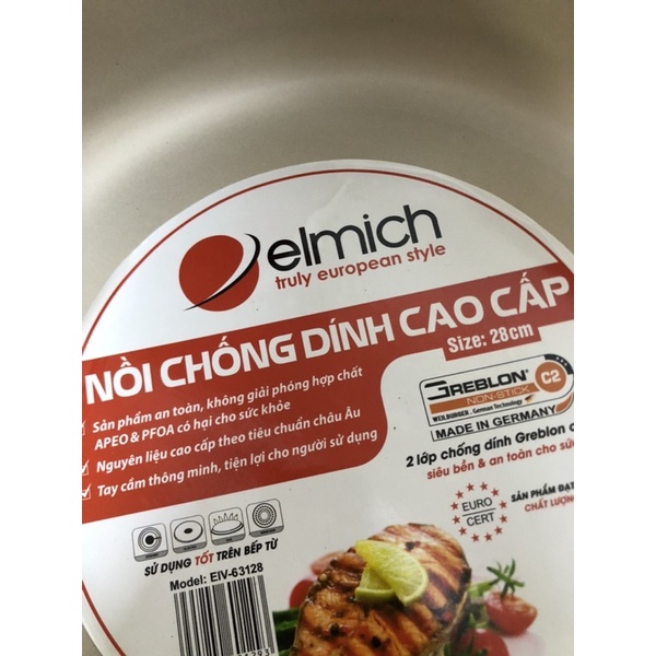 Nồi chống dính elmich 28cm EIV-63128 ,Hàng Chính Hãng