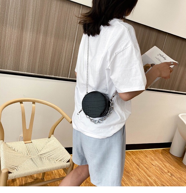 Túi Đeo Chéo Mini Tròn Dây Xích Cá Tính Mới 👉 freeship 👉 có sẵn