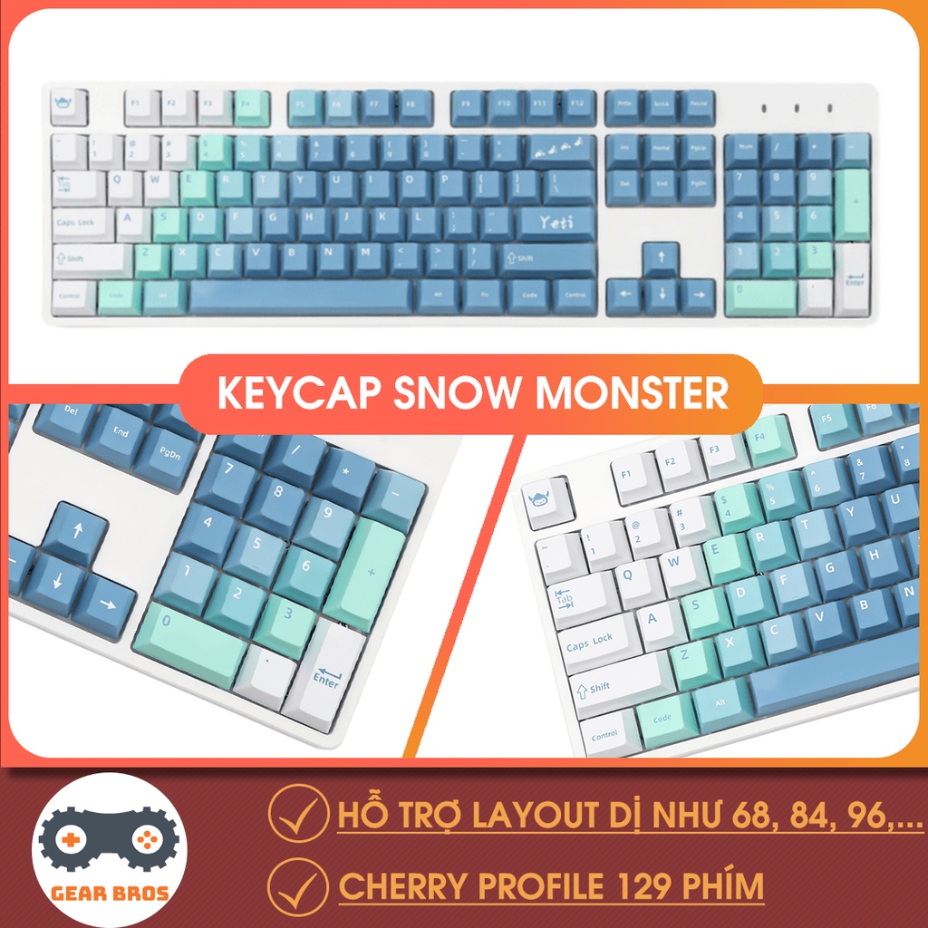 Keycap Cho Bàn Phím Cơ Snow Monster Thick PBT Cherry Profile 129 Phím