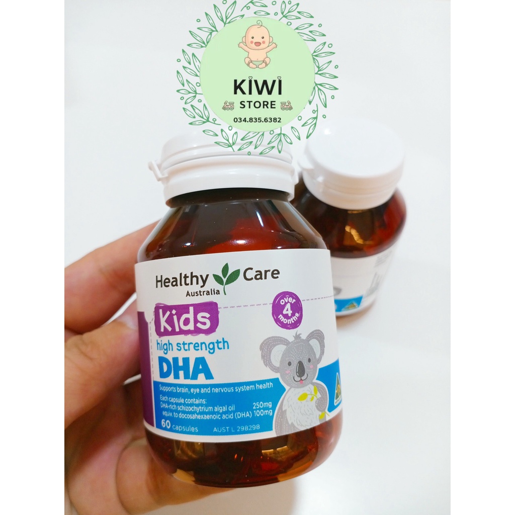 Viên uống DHA vị chanh Healthy Care Úc cho bé từ 4 tháng tuổi, 60 viên