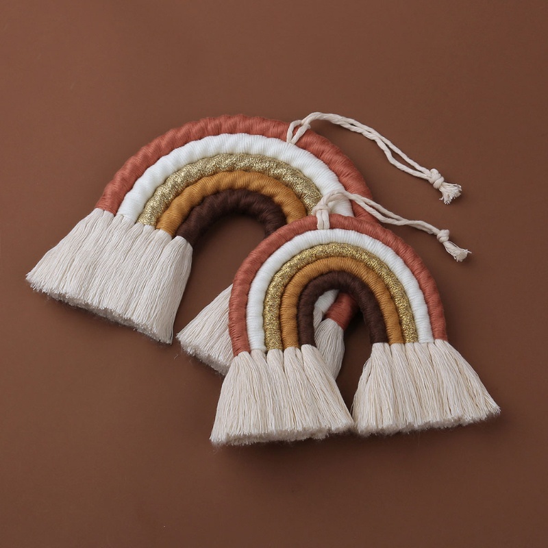 Phụ Kiện Trang Trí Hình Cầu Vồng Bằng Vải Dệt Phong Cách Boho Bắc Âu