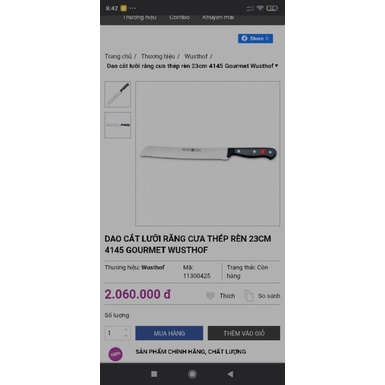DAO CẮT LƯỠI RĂNG CƯA THÉP RÈN 23CM 4145 GOURMET WUSTHOF