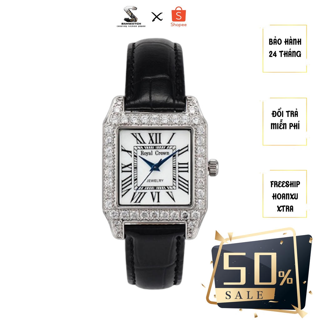 Đồng hồ nữ Royal Crown 6104 dây da các màu