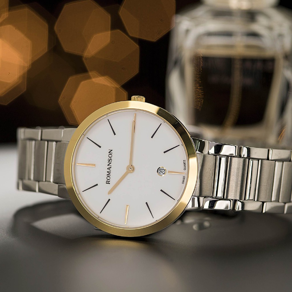 Đồng hồ Romanson Men Classic Watch TM6A08MCWH nam máy Thụy Sĩ mặt kính Sapphire chống xước dây thép cao cấp chính hãng