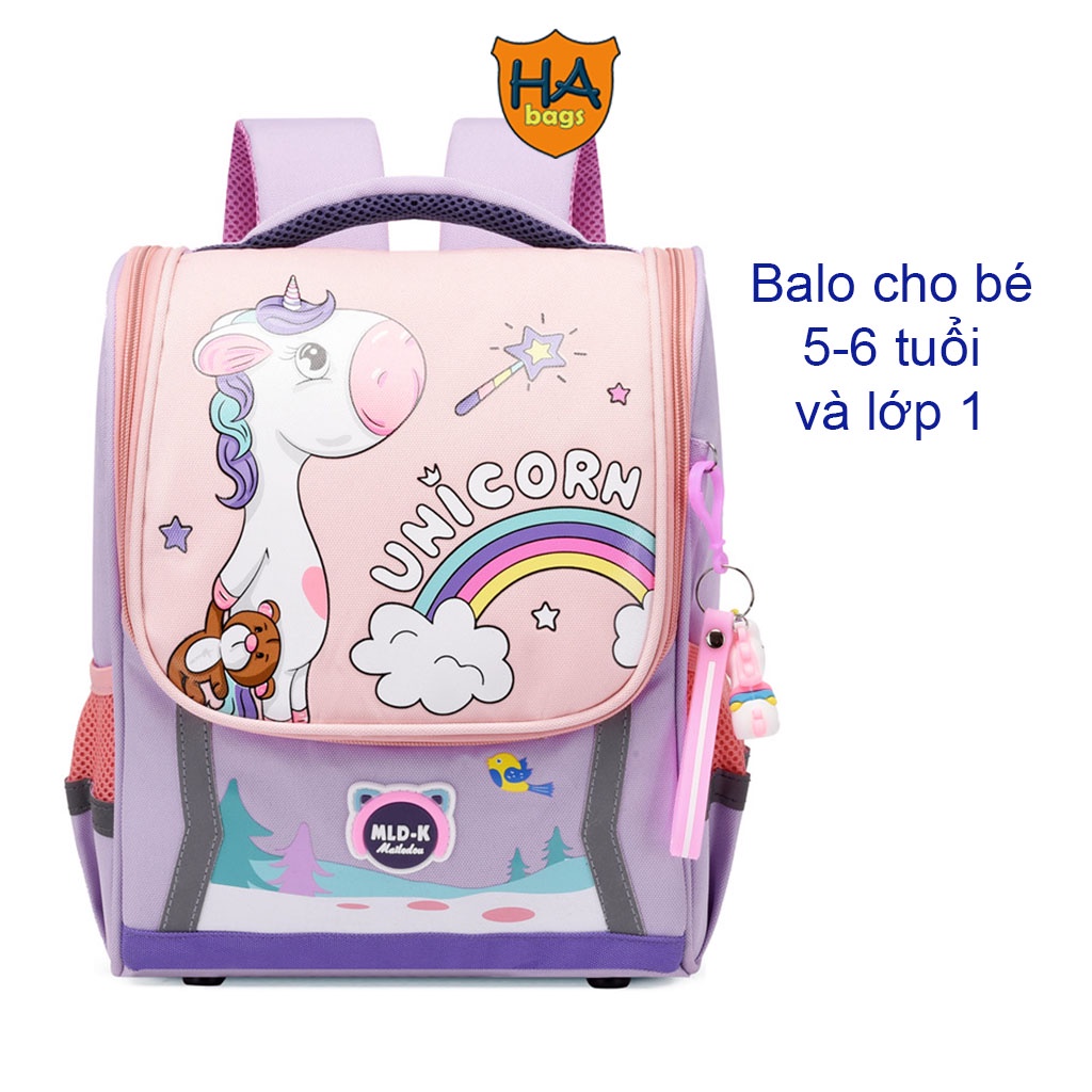 Balo đi học siêu nhẹ HA1017  kích thước 37x26x13,5cm phù hợp cho bé mẫu giáo lớn và học sinh lớp 1