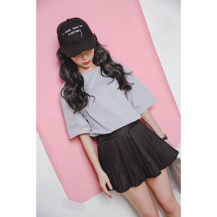Áo thun nữ cổ tròn tay lỡ form rộng oversize chất cotton mềm mịn A03
