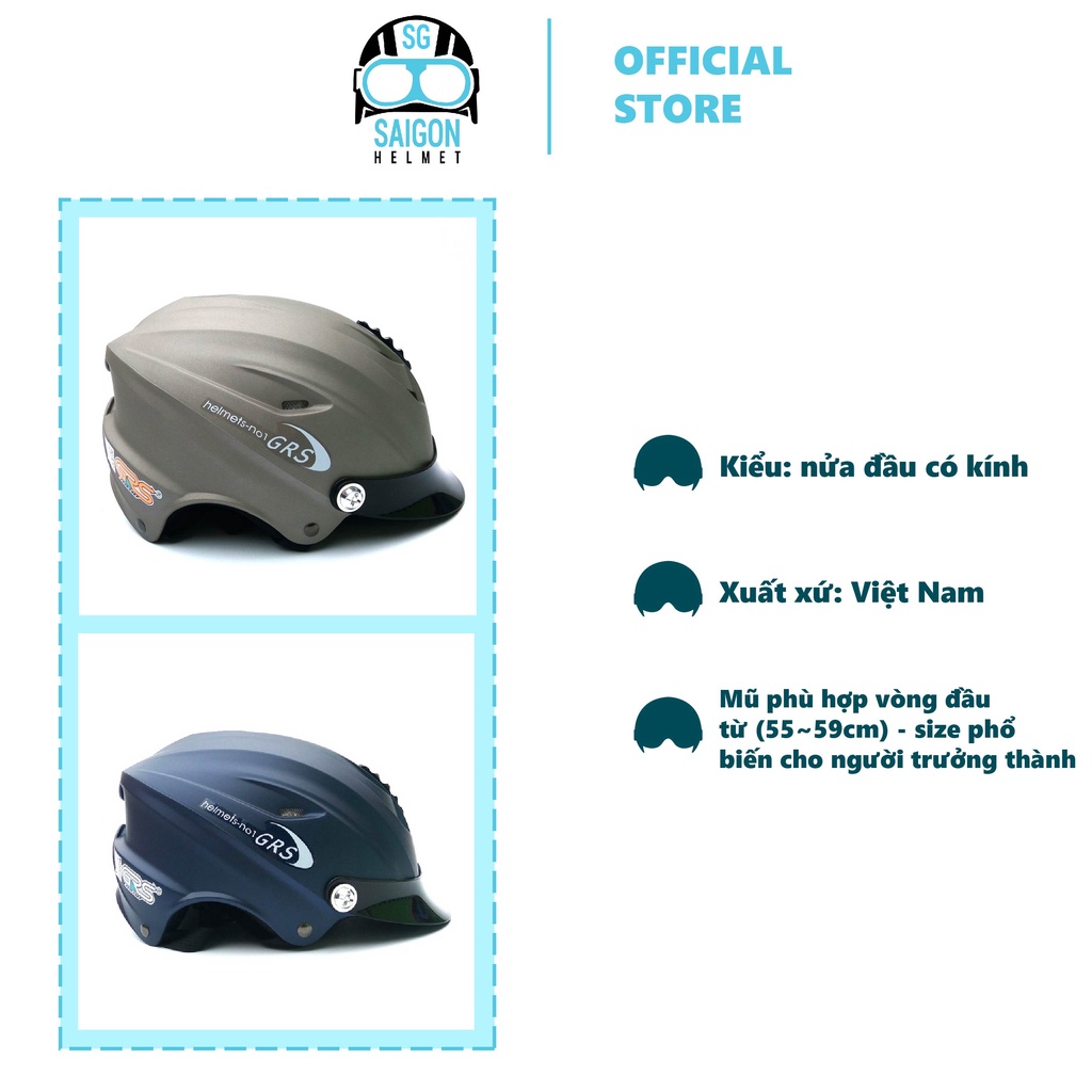 Nón bảo hiểm nửa đầu chính hãng GRS A760 kèm lưỡi trai