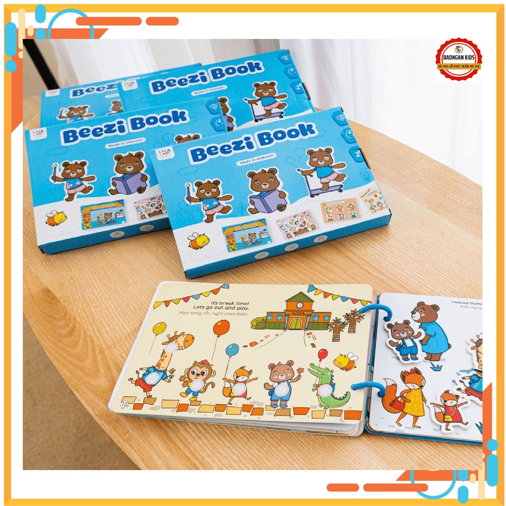 Đồ Chơi Học liệu Bóc Dán BEEZI BOOK Song Ngữ Nhiều Chủ Đề Cho Bé Từ 2-5 Tuổi