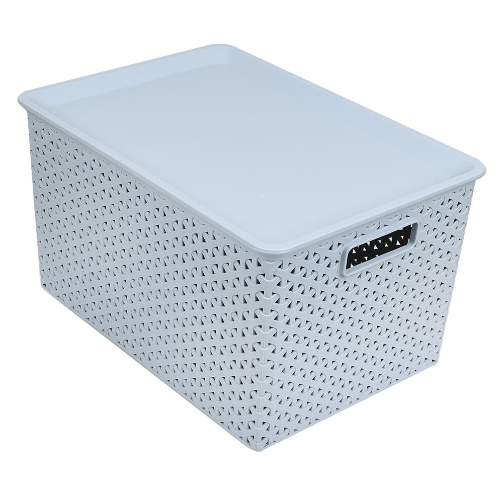 HomeBase PLIM Giỏ đựng đồ nhựa có nắp Size L Thái Lan W38xD27xH22.8 Cm Xanh dương