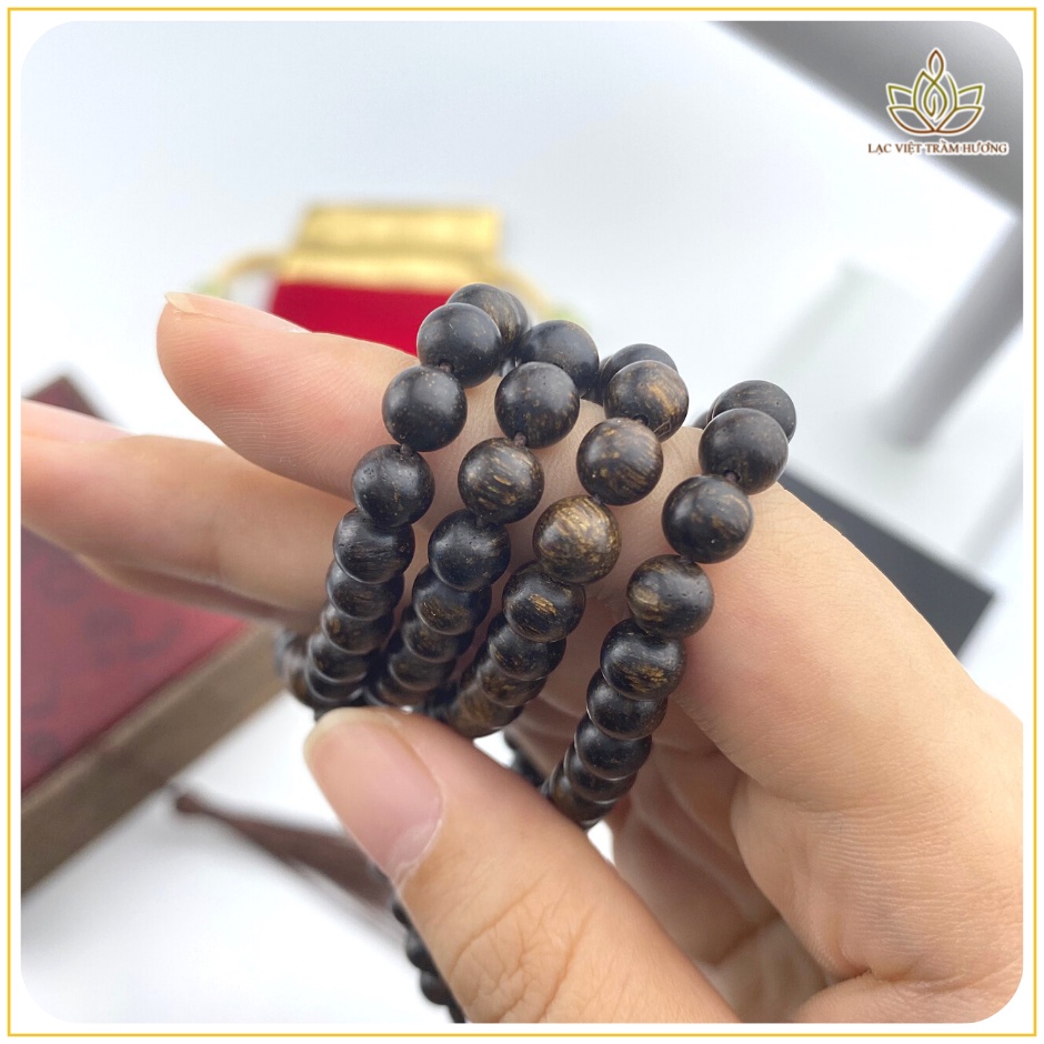 Vòng Tay Trầm Hương 108 Hạt 6mm Trầm Dó Dây INDO hàng Xịn VIP Cao Cấp Lạc Việt cho Nữ cầu Tài Lộc - Phú Quý - May Mắn