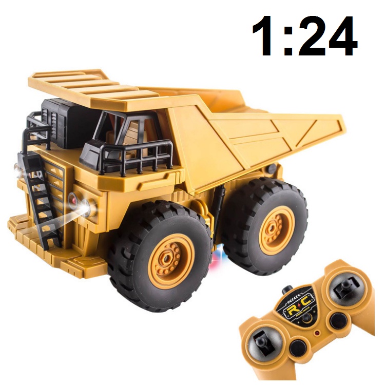 Xe tải ben dump truck chở hàng điều khiển từ xa đồ chơi trẻ em sử dụng pin sạc mô hình tỉ lệ 1:24