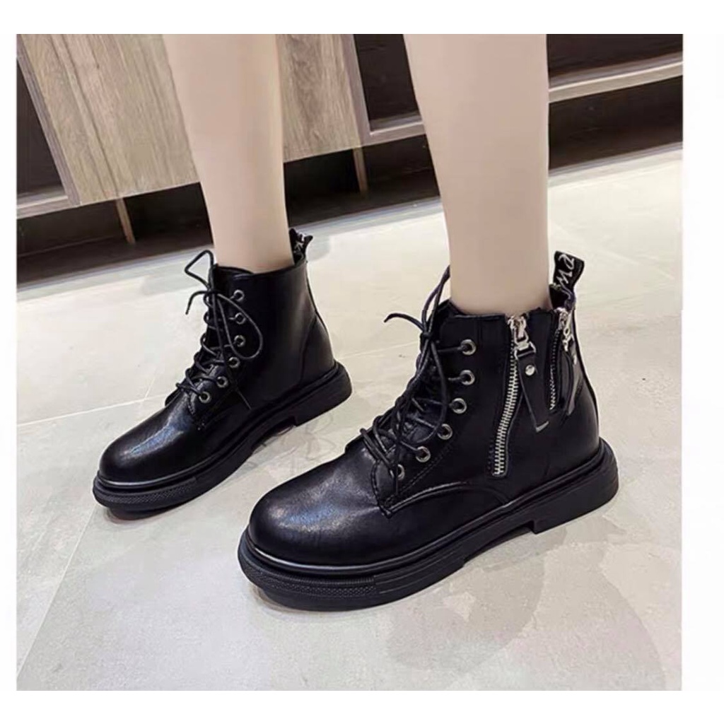 Bốt - Boots da lì 2 khóa hông