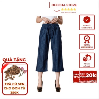 Quần jean giấy lửng nữ ống rộng Baggy cực đẹp cạp chun trơn hàng hiệu cực đẹp