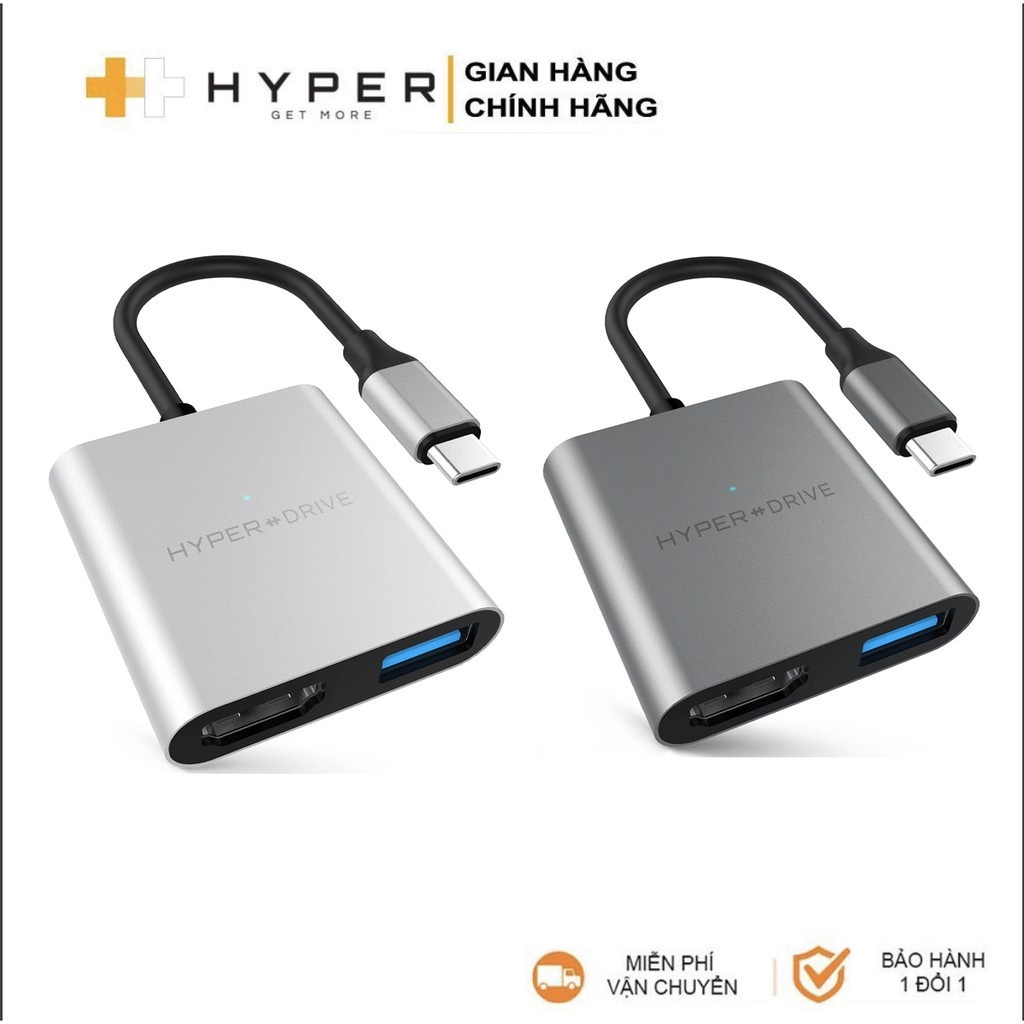 Cổng Chuyển Type C To HDMI 4K HyperDrive 3-in-1 for MacBook HD259A [Bảo Hành 24 Tháng] Hàng Chính Hãng